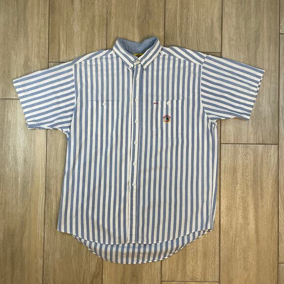 Vintage Duck Head Mens XL Striped Button Down Shirt Blue White Cotton USA - Picture 1 of 9
